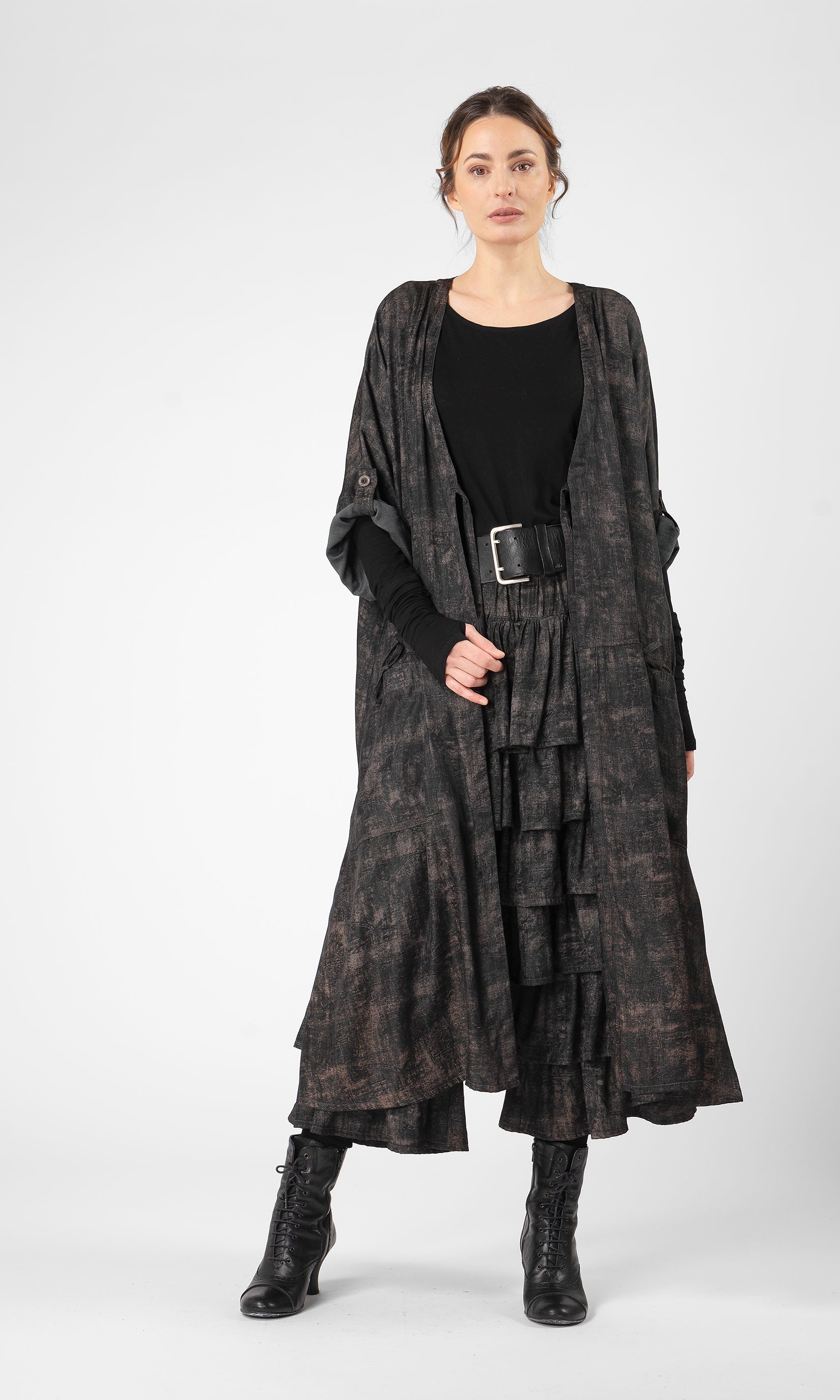 Kaftan med knytband i bomullsmix