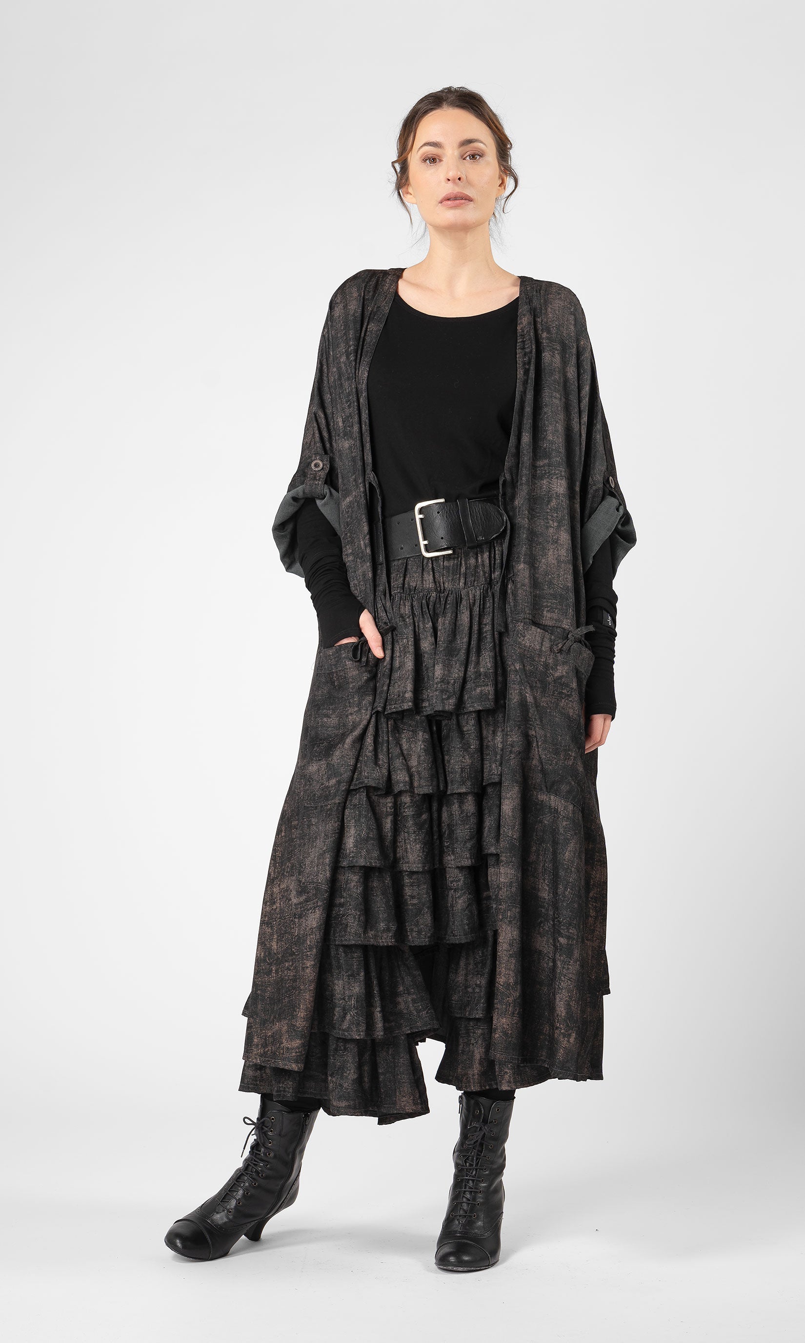 Kaftan med knytband i bomullsmix