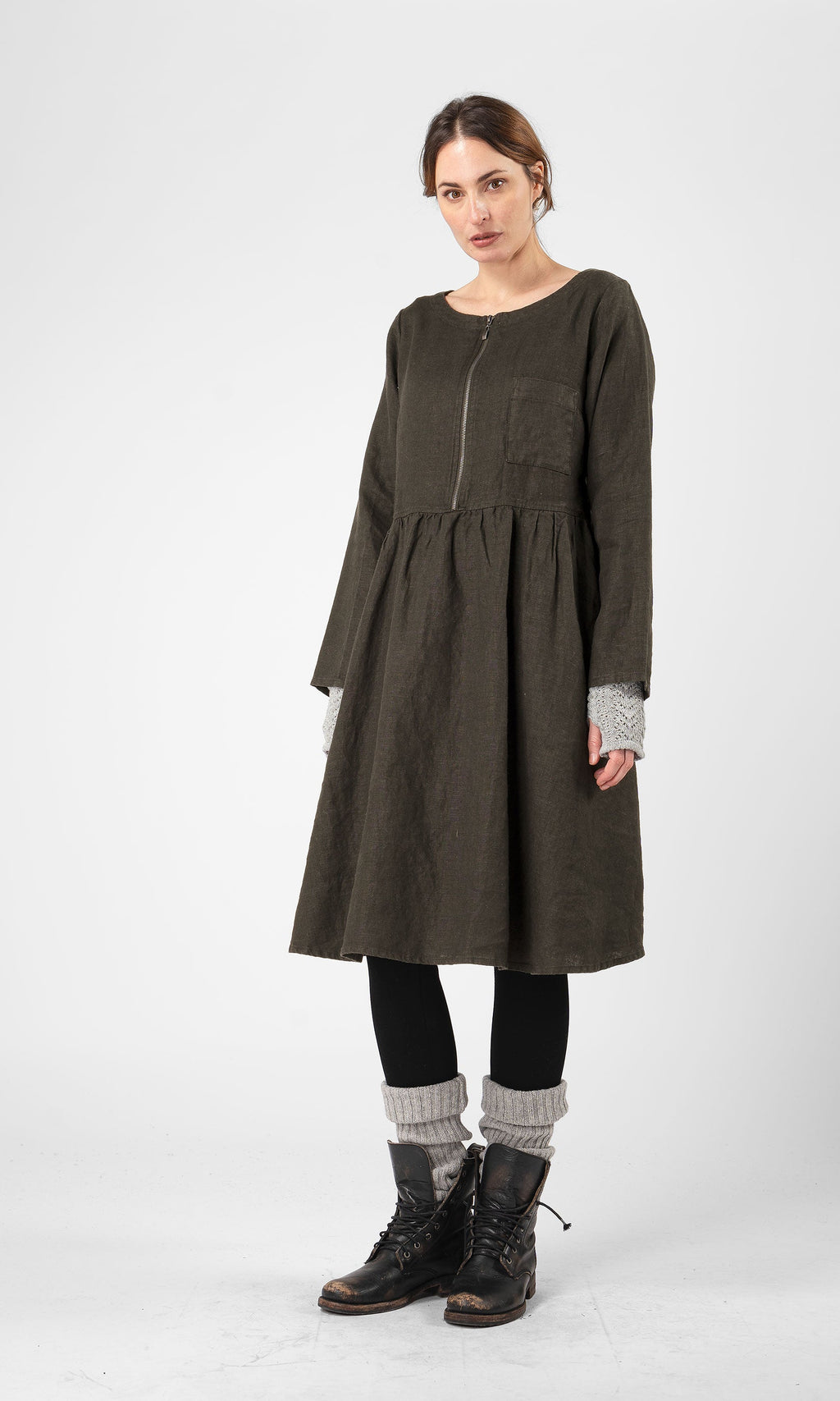 Linneklänning med dragkedja