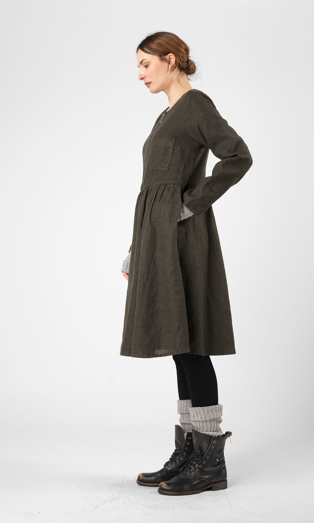 Linneklänning med dragkedja